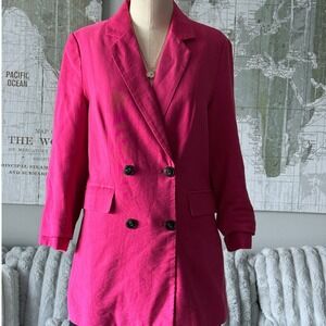 A NEW DAY Hot Pink Double Breasted‎ Blazer Jacket Women's XS